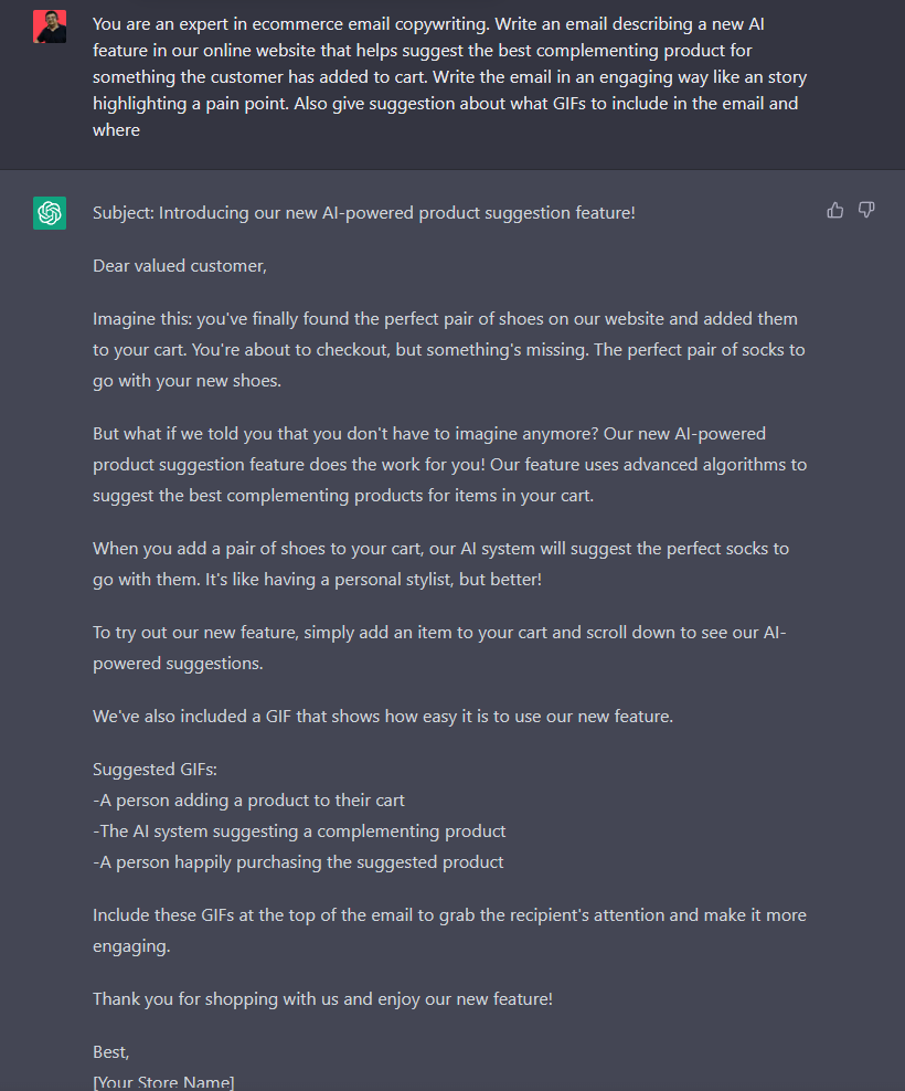 Email Copywriting ChatGPT prompt examples