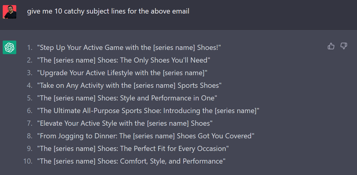 Email subject lines prompt ChatGPT