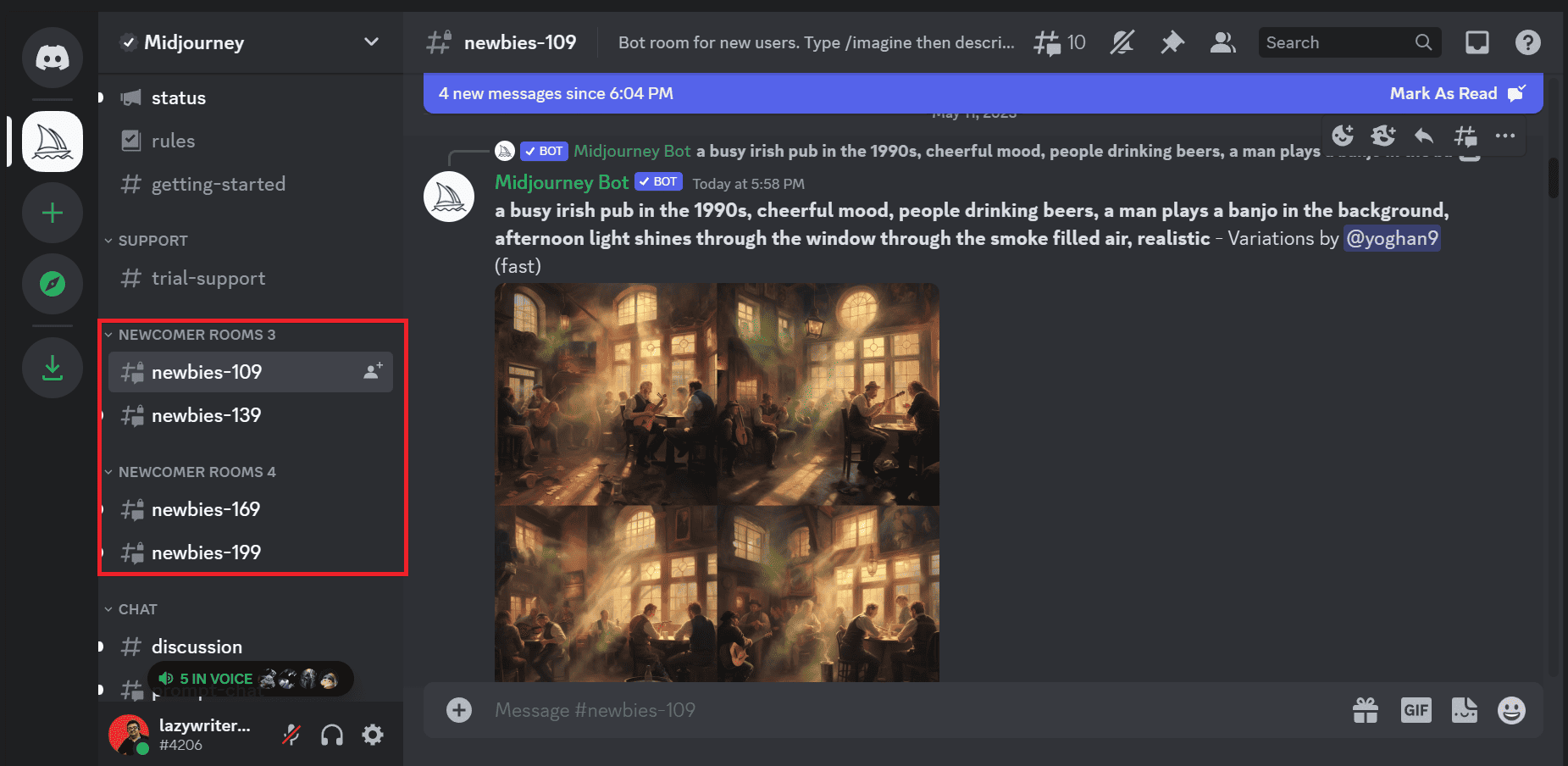 Midjourney Discord Interface