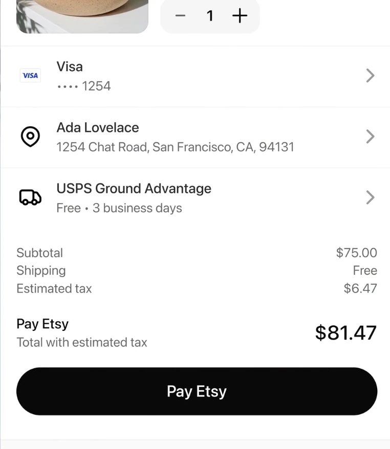 Final Checkout window on ChatGPT Instant Checkout when purchasing Personalized Full Grain Leather Tote Bag