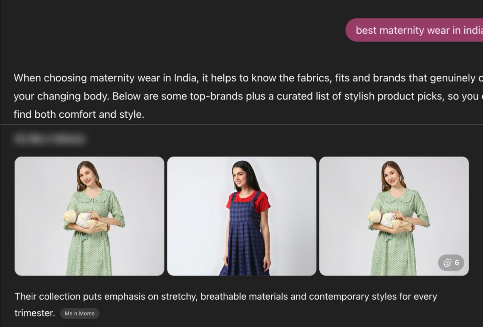 Ranked Mother and Baby Care for Maternity Wear related Prompt on ChatGPT