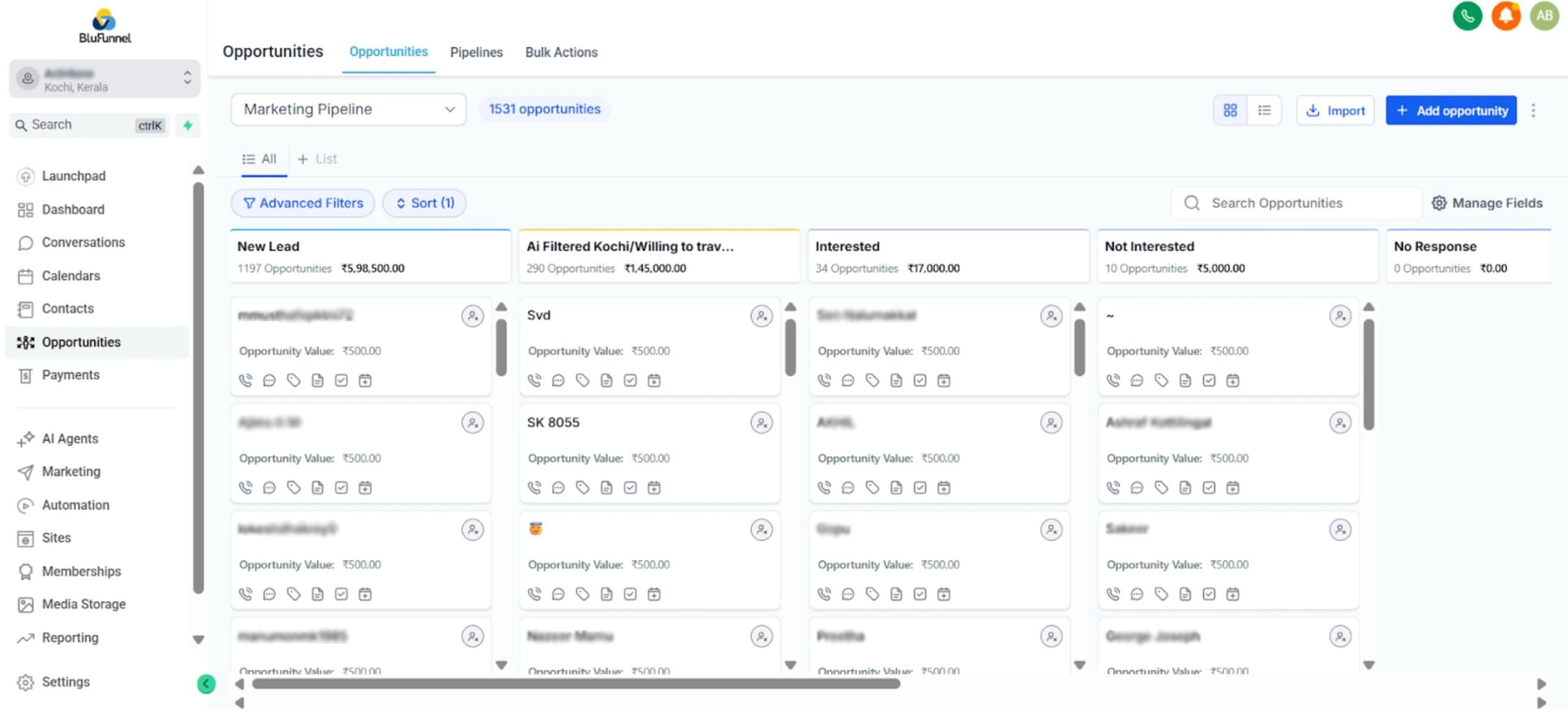 AI-Driven Lead Qualification on Blufunnel for Kochi Location