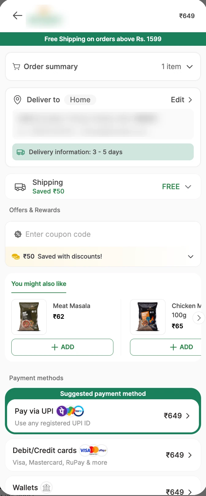 Blusteak implemented Complementary product suggestions