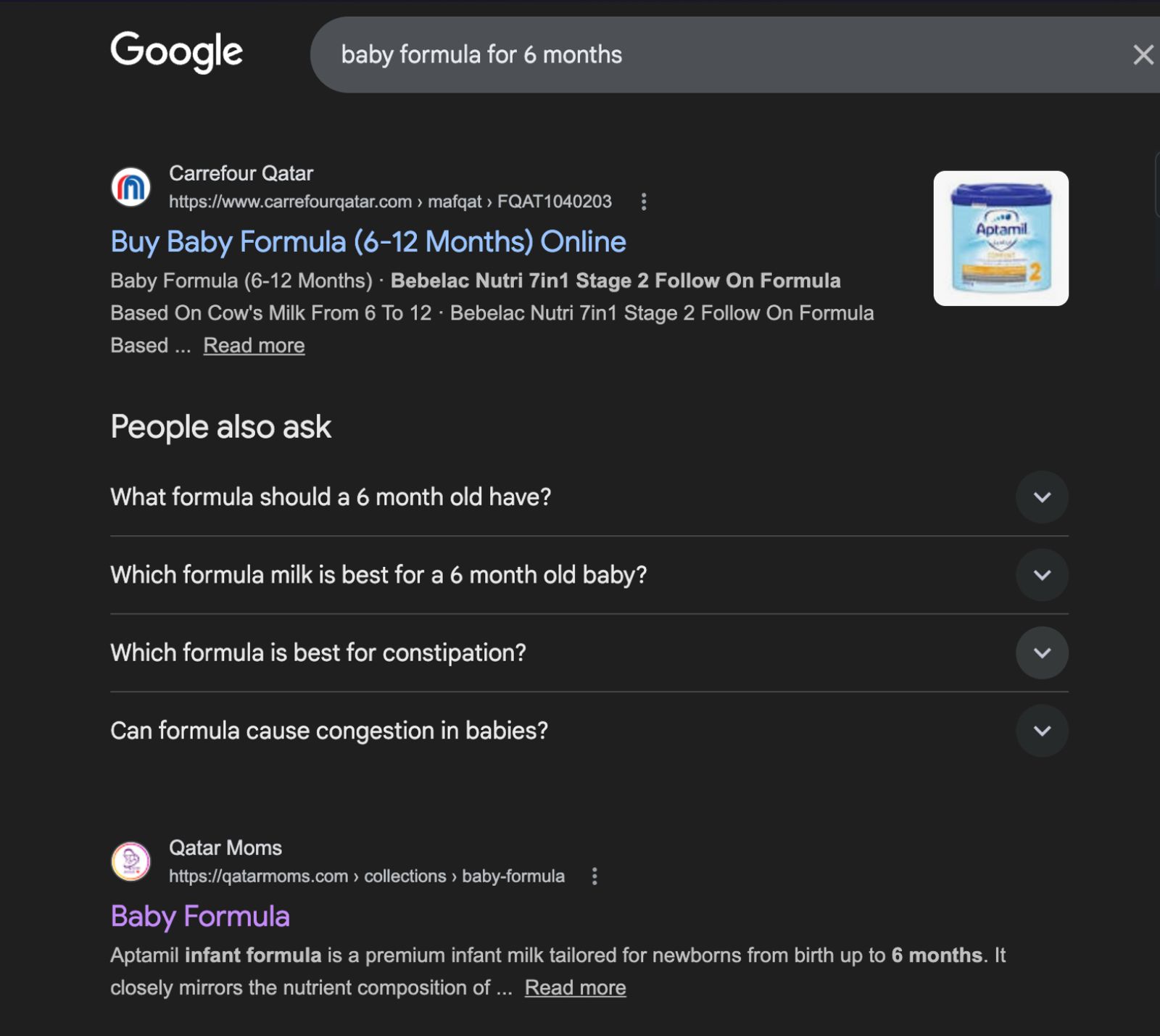 Before Blusteak's SEO implementations Marketplaces like Carrefour, Qatar Moms were ranking in Google
